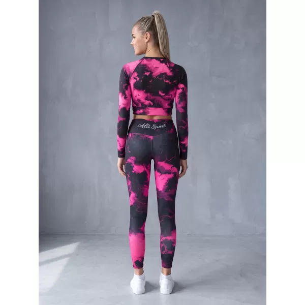  Top funcțional pentru femei cu mâneci lungi premium ALTISPORT VOJ/ALW066TR04 NEGRU -PINK 
