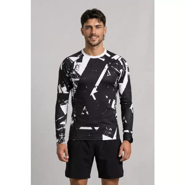  Tricou de compresie funcțională pentru bărbați cu premium cu mânecă lungă ALTISPORT VOJ/ALM079TR03 ALB -NEGRU 
