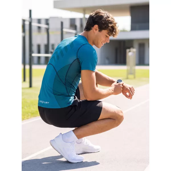  Tricou de compresie funcțională pentru bărbați cu premiu cu mânecă scurtă ALTISPORT VOJ/ALM095TR04 KEROSEN 