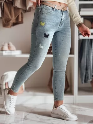 Pantalonii pentru doamne DSTREET LUMITTA UY2429 ALBASTRU