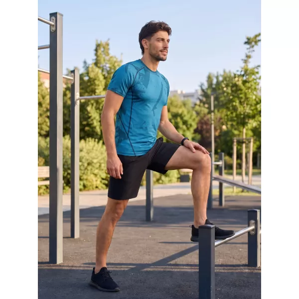  Tricou de compresie funcțională pentru bărbați cu premiu cu mânecă scurtă ALTISPORT VOJ/ALM079TR04 ALBASTRU 