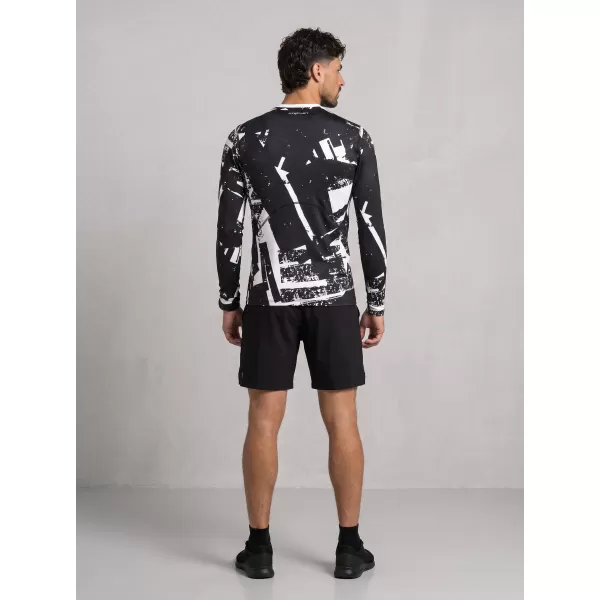  Tricou de compresie funcțională pentru bărbați cu premium cu mânecă lungă ALTISPORT VOJ/ALM079TR03 ALB -NEGRU 
