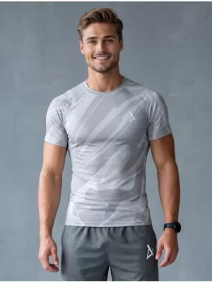 Tricou de compresie funcțională pentru bărbați cu premiu cu mânecă scurtă ALTISPORT VOJ/ALM072TR04 GRI