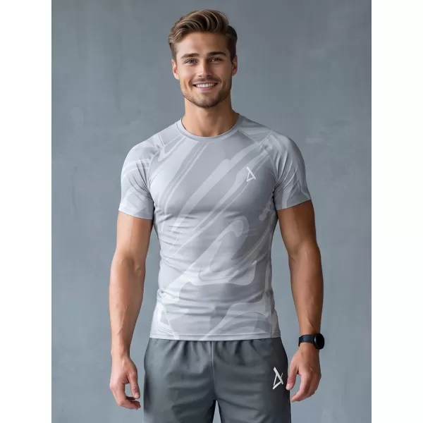  Tricou de compresie funcțională pentru bărbați cu premiu cu mânecă scurtă ALTISPORT VOJ/ALM072TR04 GRI 