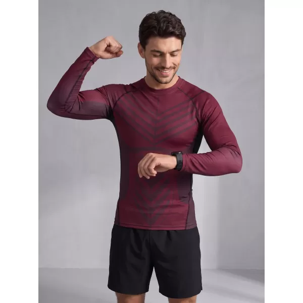  Tricou de compresie funcțională pentru bărbați cu premium cu mânecă lungă ALTISPORT VOJ/ALM095TR03 VIN ROȘU 