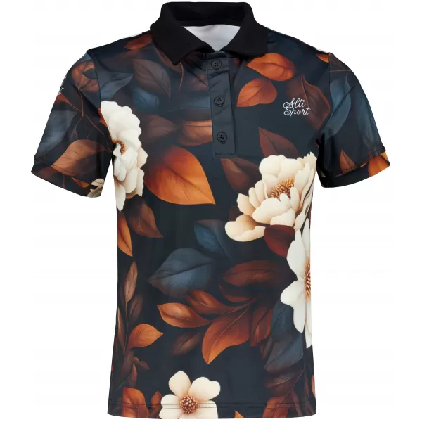  Tricou funcțional pentru femei cu guler premium ALTISPORT VOJ/ALW097TR05 FLOWERS ALB-OGEA 