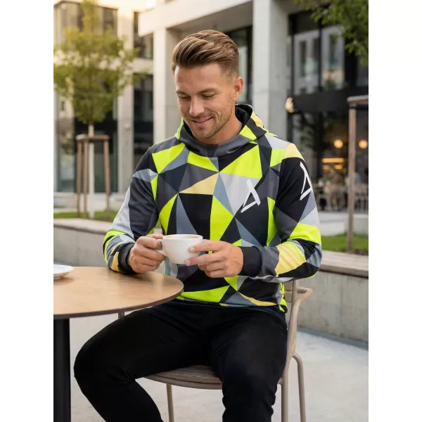  Premium cu hanorac funcțional pentru bărbați ALTISPORT VOJ/ALM007MI01 NEGRU/FLUO YELLOW 