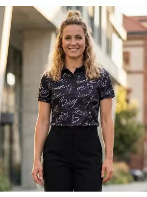 Tricou funcțional pentru femei cu guler premium ALTISPORT VOJ/ALW084TR05 NEGRU