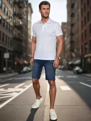 Mens t -thirt cu guler DSTREET PX0627 ALB