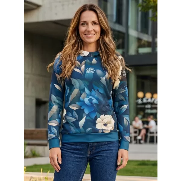  Premium cu hanorac funcțional pentru femei ALTISPORT VOJ/ALW097MI01 FLORI ALBASTRE 