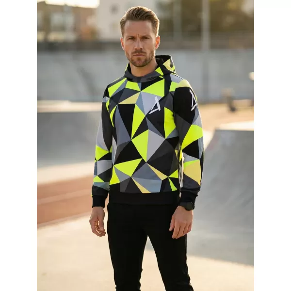  Premium cu hanorac funcțional pentru bărbați ALTISPORT VOJ/ALM007MI01 NEGRU/FLUO YELLOW 
