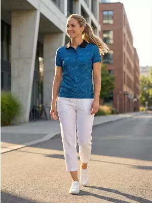 Tricou funcțional pentru femei cu guler premium ALTISPORT VOJ/ALW084TR05 ALBASTRU
