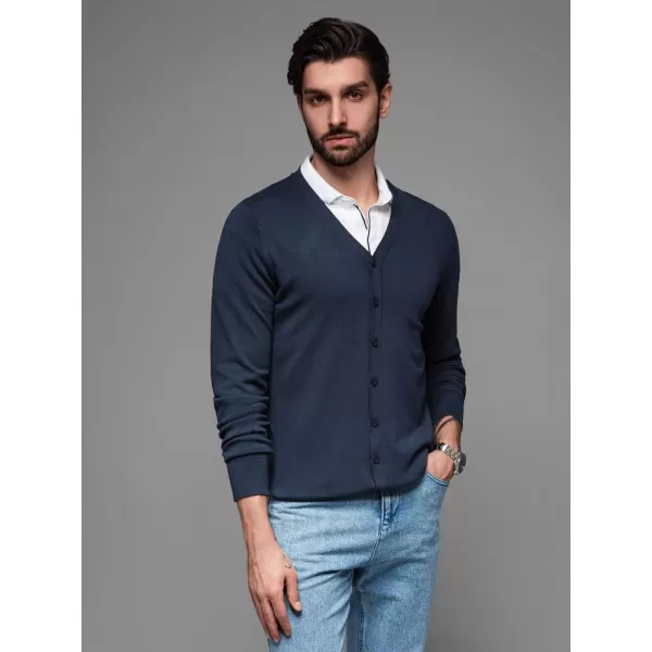  Cardigan masculin OMBRE OM-SWCD-0126 ALBASTRU MARIN 