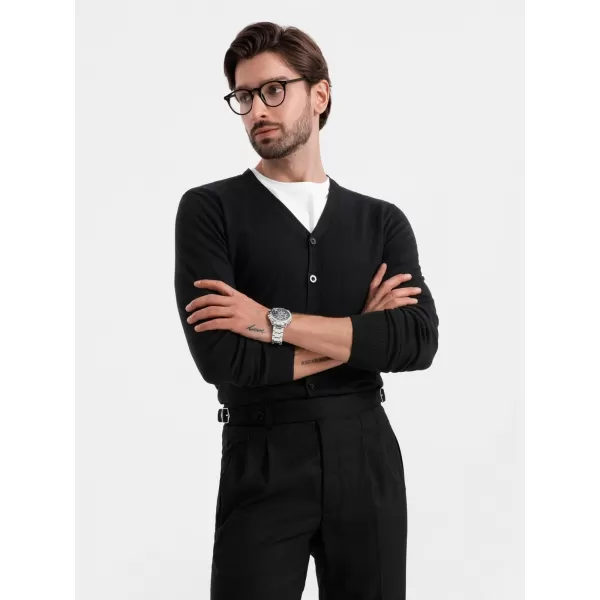  Cardigan masculin OMBRE OM-SWCD-0126 NEGRU 