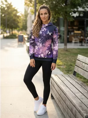 Premium cu hanorac funcțional pentru femei ALTISPORT VOJ/ALW055MI01 NEGRU -VIOLET
