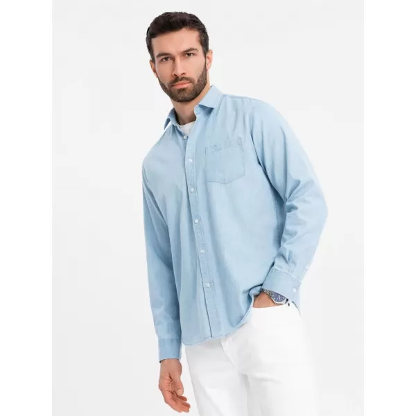  Cămaşă OMBRE OM-SHDS-0181 ALBASTRU DESCHIS 