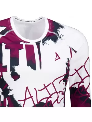 Tricou funcțional pentru femei cu mâneci lungi premium ALTISPORT VOJ/ALW076TR03 ALB/VIN