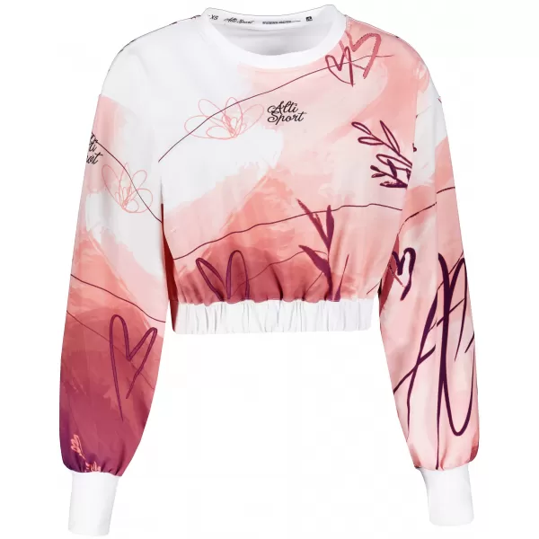  Premium cu hanorac decupat funcțional pentru femei ALTISPORT VOJ/ALW083MI08 ALB -PINK 