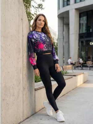 Premium cu hanorac decupat funcțional pentru femei ALTISPORT VOJ/ALW055MI08 NEGRU -PINK