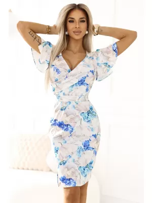 Rochie NUMOCO NINA 479-8 MODEL DE FLORI ALBASTRE