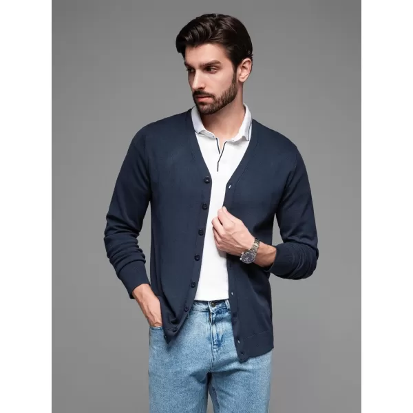  Cardigan masculin OMBRE OM-SWCD-0126 ALBASTRU MARIN 