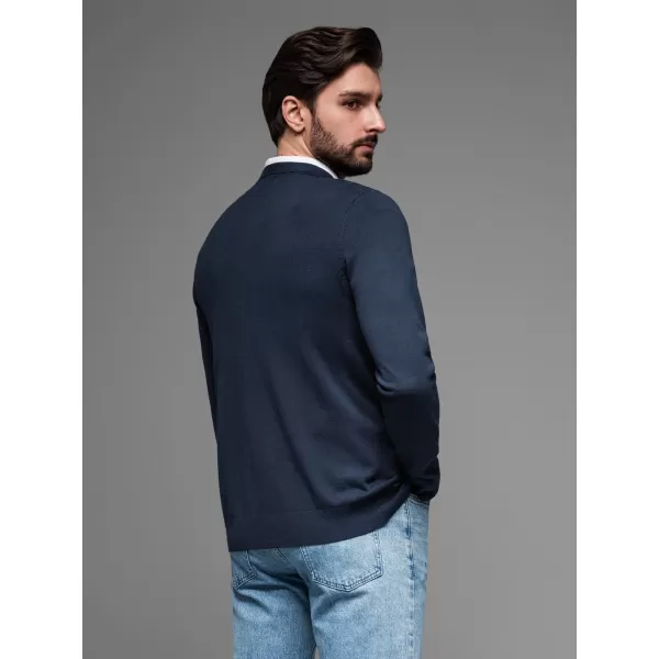  Cardigan masculin OMBRE OM-SWCD-0126 ALBASTRU MARIN 