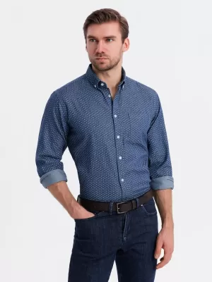 Cămaşă OMBRE OM-SHDS-0179 ALBASTRU