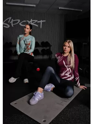 Tricou funcțional pentru femei cu mâneci lungi premium ALTISPORT VOJ/ALW074TR03 VERDE/PORTOCALIU