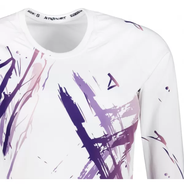  Tricou funcțional pentru femei cu mâneci lungi premium ALTISPORT VOJ/ALW074TR03 ALB/VIOLET 