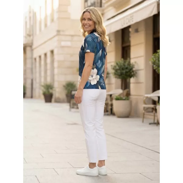  Tricou funcțional pentru femei cu guler premium ALTISPORT VOJ/ALW097TR05 FLORI ALBASTRE 