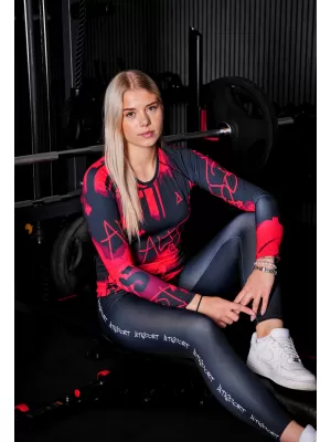 Tricou funcțional pentru femei cu mâneci lungi premium ALTISPORT VOJ/ALW076TR03 ROȘU -BLACK