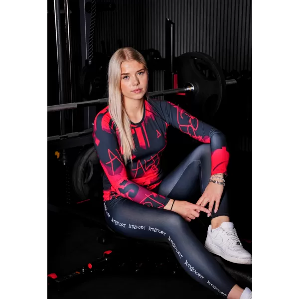  Tricou funcțional pentru femei cu mâneci lungi premium ALTISPORT VOJ/ALW076TR03 ROȘU -BLACK 