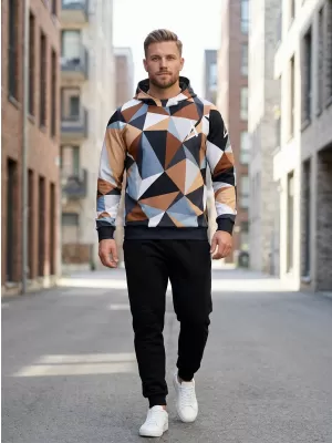 Premium cu hanorac funcțional pentru bărbați ALTISPORT VOJ/ALM007MI01 NEGRU -BROWN