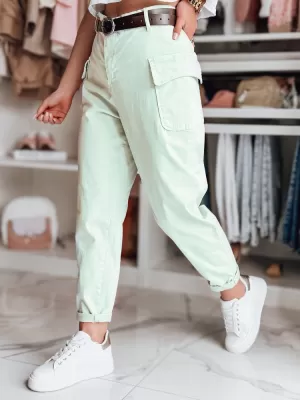 Pantalonii pentru doamne DSTREET GOTRENDI UY2528 VERDE DESCHIS