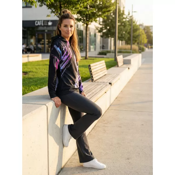  Premium cu hanorac funcțional pentru femei ALTISPORT VOJ/ALW074MI01 NEGRU -PINK 