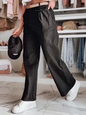 Pantalonii pentru doamne DSTREET MOBISKA UY2621 NEGRU