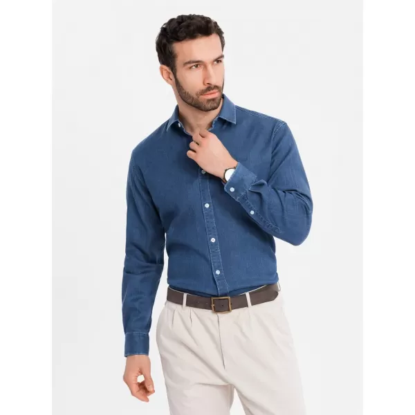  Cămaşă OMBRE OM-SHDS-0180 ALBASTRU ÎNCHIS 