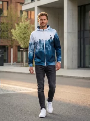 Panouri funcționale pentru bărbați pe Zip Premium ALTISPORT VOJ/ALM030MI02 PĂDURE/ALBASTRU
