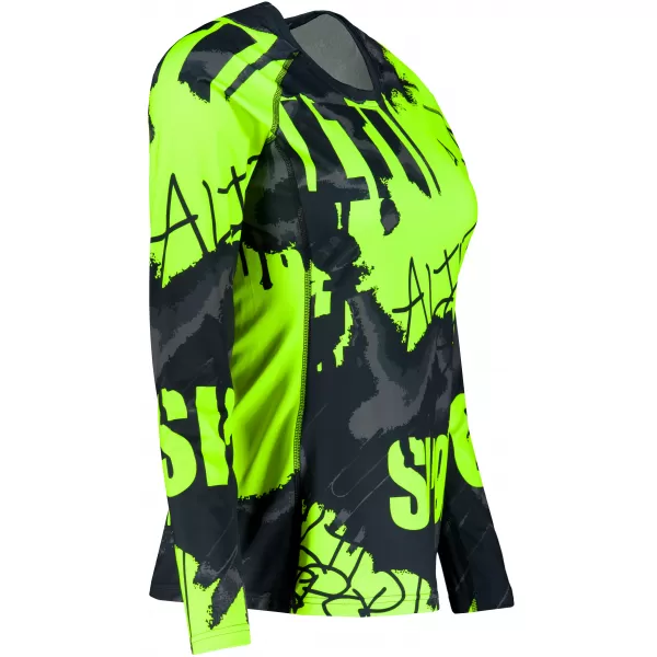  Tricou funcțional pentru femei cu mâneci lungi premium ALTISPORT VOJ/ALW076TR03 NEGRU/FLUO YELLOW 