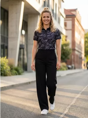 Tricou funcțional pentru femei cu guler premium ALTISPORT VOJ/ALW084TR05 NEGRU