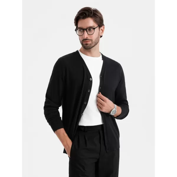  Cardigan masculin OMBRE OM-SWCD-0126 NEGRU 