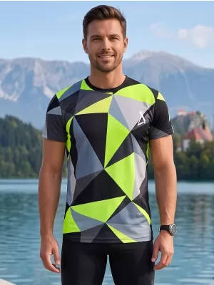 Funcțional t -thirt premium Plus ALTISPORT VOJ/ALM007TR02 NEGRU/FLUO YELLOW