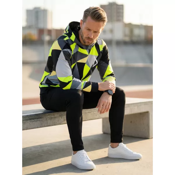  Premium cu hanorac funcțional pentru bărbați ALTISPORT VOJ/ALM007MI01 NEGRU/FLUO YELLOW 
