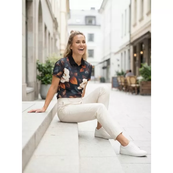  Tricou funcțional pentru femei cu guler premium ALTISPORT VOJ/ALW097TR05 FLOWERS ALB-OGEA 