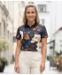 Tricou funcțional pentru femei cu guler premium ALTISPORT VOJ/ALW097TR05 FLOWERS ALB-OGEA