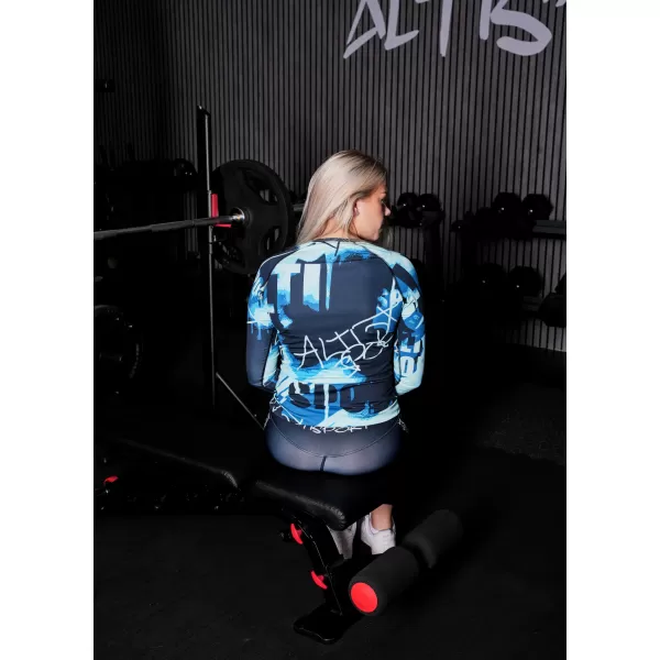  Tricou funcțional pentru femei cu mâneci lungi premium ALTISPORT VOJ/ALW076TR03 ALBASTRU -BLACK 