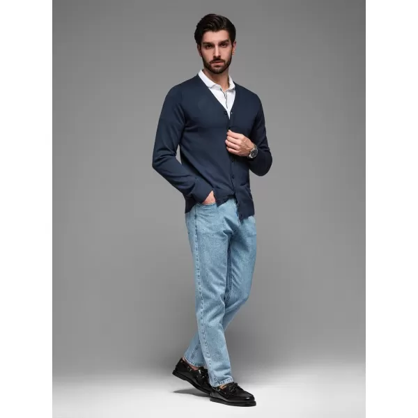  Cardigan masculin OMBRE OM-SWCD-0126 ALBASTRU MARIN 