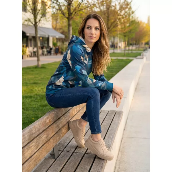  Premium cu hanorac funcțional pentru femei ALTISPORT VOJ/ALW097MI01 FLORI ALBASTRE 