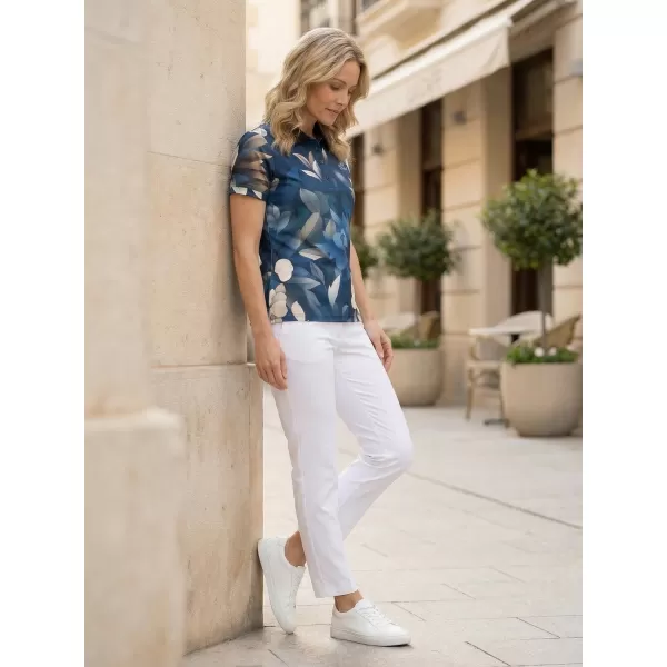 Tricou funcțional pentru femei cu guler premium ALTISPORT VOJ/ALW097TR05 FLORI ALBASTRE 