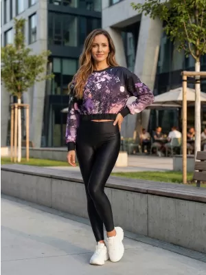 Premium cu hanorac decupat funcțional pentru femei ALTISPORT VOJ/ALW055MI08 NEGRU -VIOLET